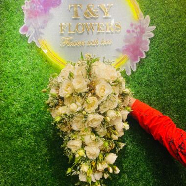 White Rose Teardrop Bouquet