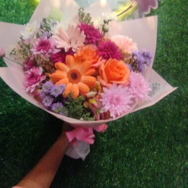 Pastel Peach & Pink Garden Bouquet