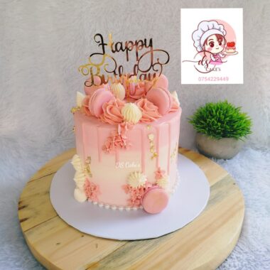 Peach Macaron Drip Cake
