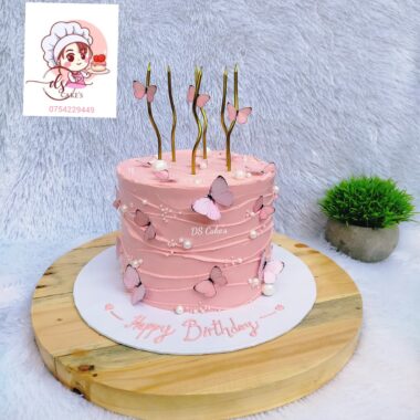 Pink Butterfly & Pearl Wave Cake